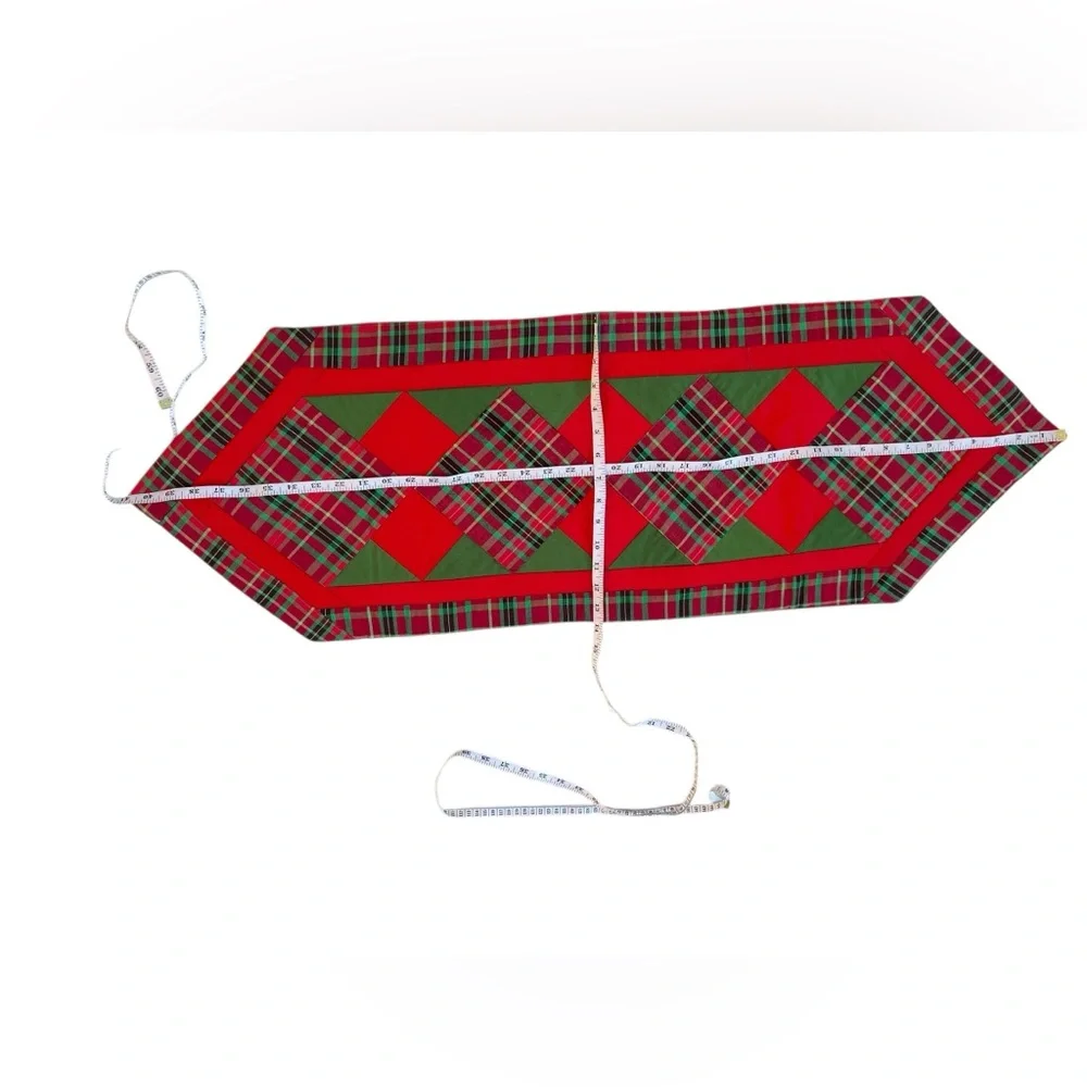 Quilted Holiday Christmas Table Runner Plaid Handmade 41